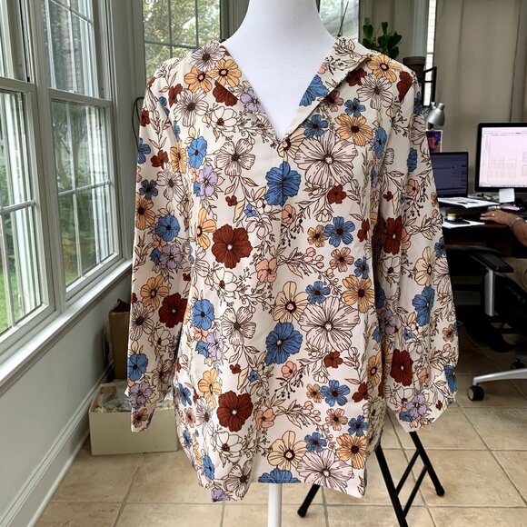 Boho Hippie Floral Blouse Top - Picture 2 of 12